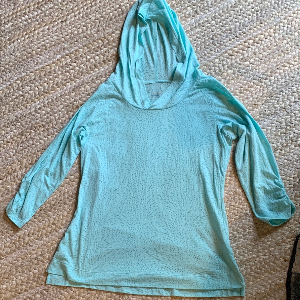 Columbia Light Aqua See Through You Burnout Hoodie - Lightweight
